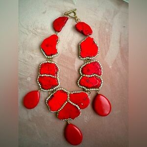 Ezza Exclusive Red Agate CZ Statement Necklace